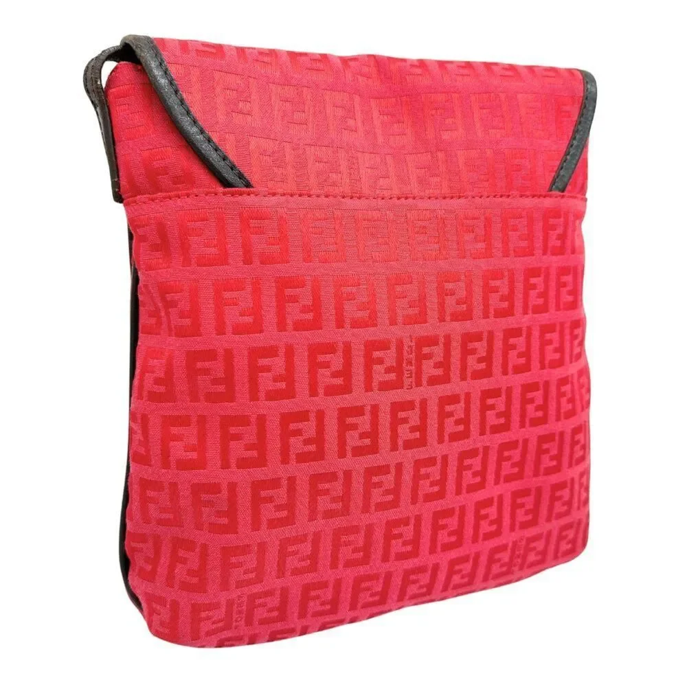 FENDI Pink Canvas Zucca Shoulder Bag - Picture 3 of 8
